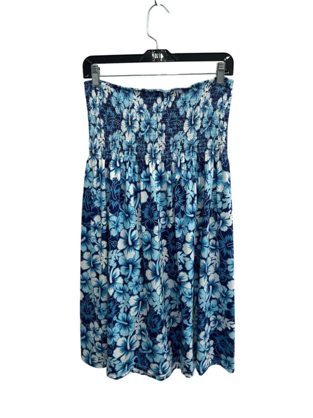 Blue Convertible XXL Tube Top Strapless Blouse Midi Skirt Hawaiian Boho Retro